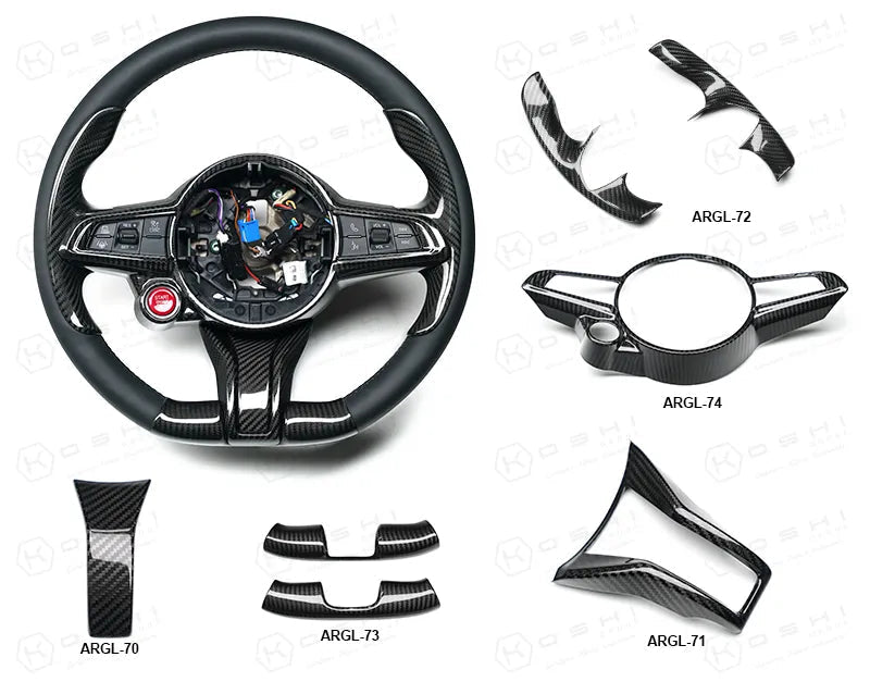 Alfa Romeo Giulia QV / Stelvio QV Lower Steering Wheel Decal Trim Cover 2020-ongoing - Carbon Fibre - Koshi Group Store
