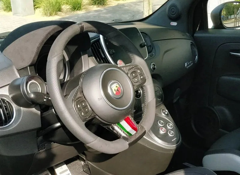 Abarth 595 2016> Frontal Decor Cover Steering Wheel - Carbon Fibre - TMC Motorsport