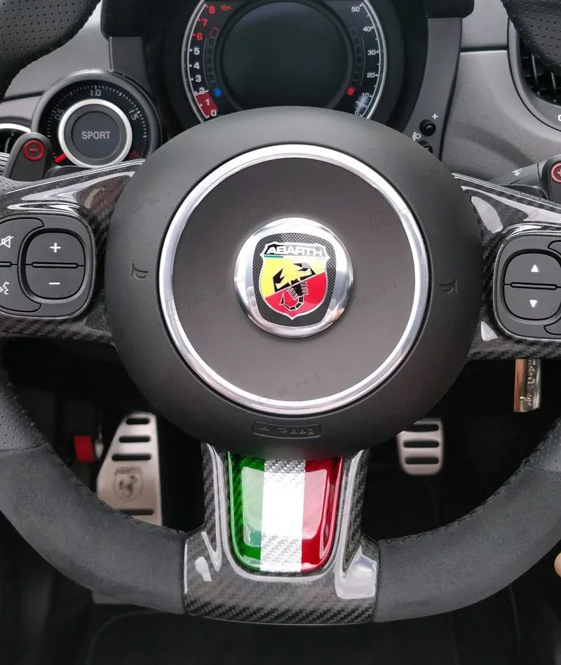 Abarth 595 2016> Frontal Decor Cover Steering Wheel - Carbon Fibre - TMC Motorsport