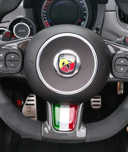 Abarth 595 2016> Frontal Decor Cover Steering Wheel - Carbon Fibre - TMC Motorsport