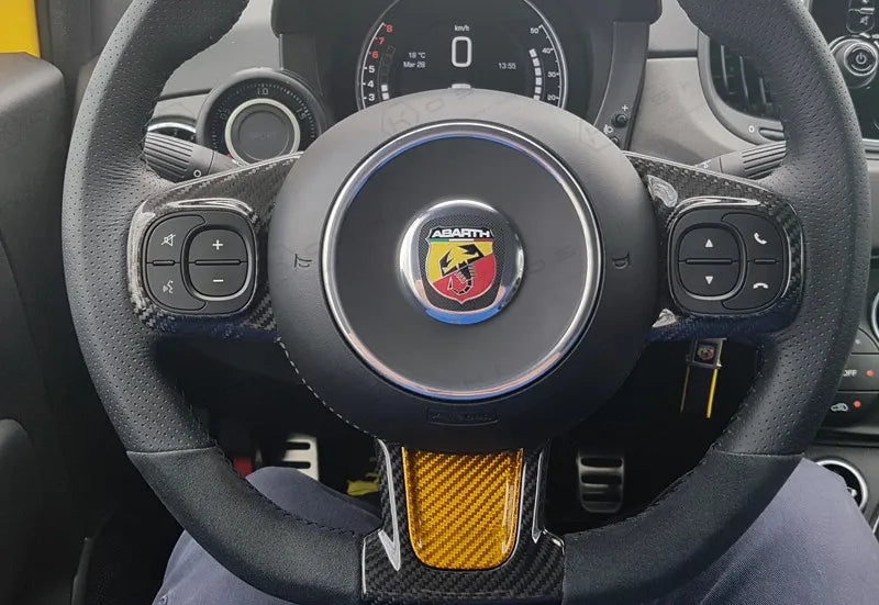 Abarth 595 2016> Frontal Decor Cover Steering Wheel - Carbon Fibre - TMC Motorsport