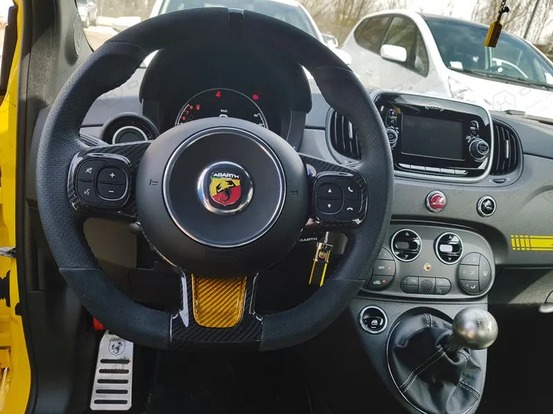 Abarth 595 2016> Frontal Decor Cover Steering Wheel - Carbon Fibre - TMC Motorsport