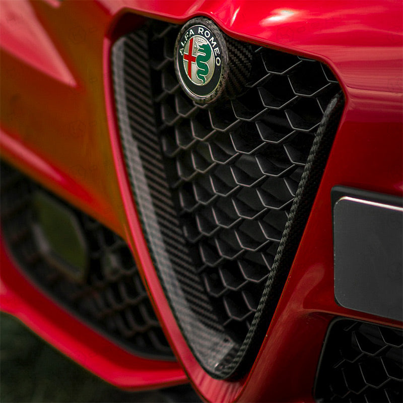 Alfa Romeo Giulia Front V Shield Emblem Grille Frame - Carbon Fibre - TMC Motorsport