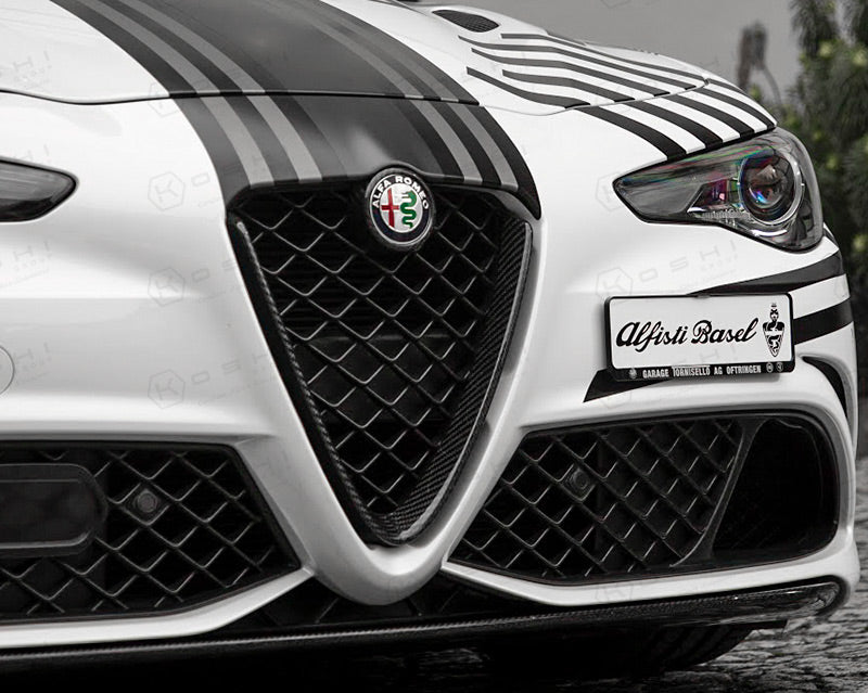 Alfa Romeo Giulia Front V Shield Emblem Grille Frame - Carbon Fibre