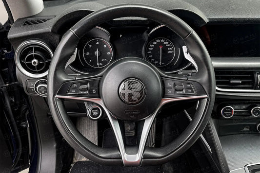 Alfa Romeo Giulia / Stelvio Steering Wheel Badge Logo Cover - Carbon Fibre Koshi Group Store