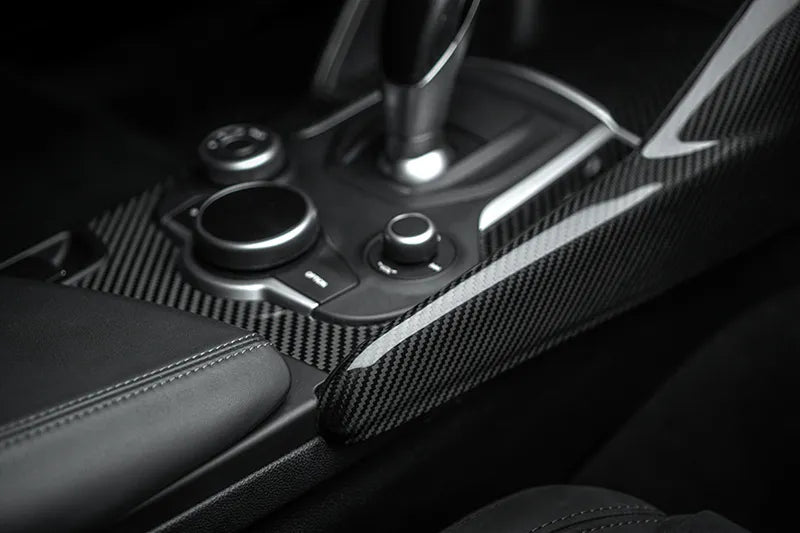 Alfa Romeo Giulia Side Panel Trim of Center Console Cover - Carbon Fibre - TMC Motorsport