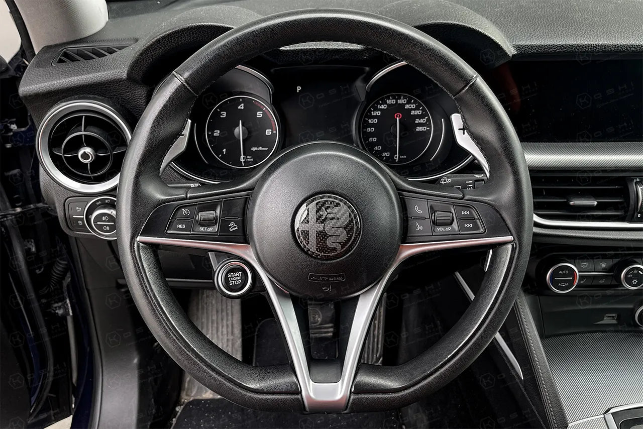 Alfa Romeo Giulia / Stelvio Steering Wheel Badge Logo Cover - Carbon Fibre - TMC Motorsport