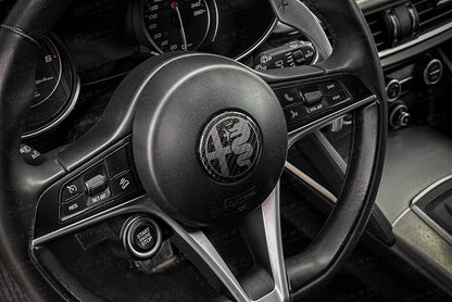 Alfa Romeo Giulia / Stelvio Steering Wheel Badge Logo Cover - Carbon Fibre - TMC Motorsport