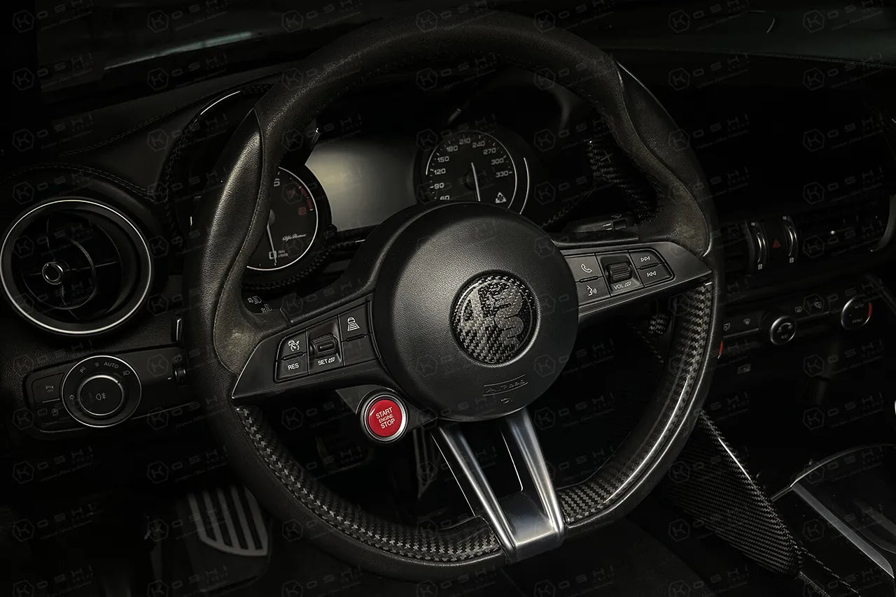 Alfa Romeo Giulia / Stelvio Steering Wheel Badge Logo Cover - Carbon Fibre - TMC Motorsport