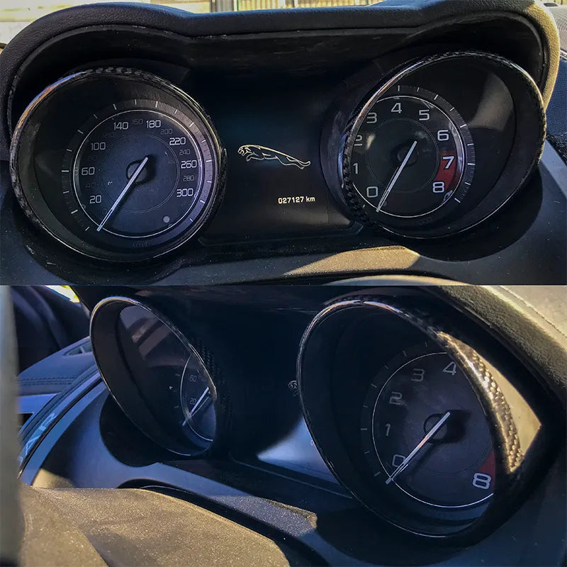 Cubierta de los círculos del panel de instrumentos del Jaguar F-Type: fibra de carbono
