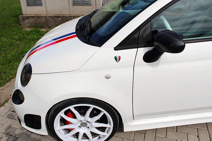 White Carbon Fibre Fender Shield Emblem w/ Italia Flag - Carbon Fibre - Abarth Tuning