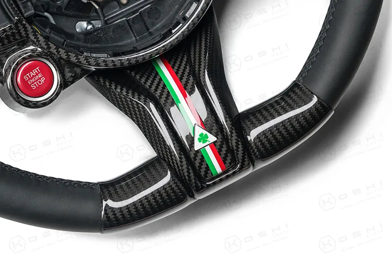 Alfa Romeo Giulia QV / Stelvio QV Lower Steering Wheel Decal Trim Cover  2020-ongoing - Carbon Fibre - TMC Motorsport